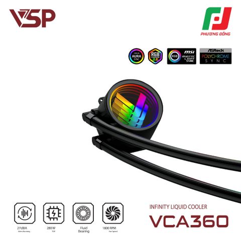  TẢN NHIỆT NƯỚC VSP AIO CPU VCA-360 (360mm / 280W / Socket Đa Năng / ARGB) 