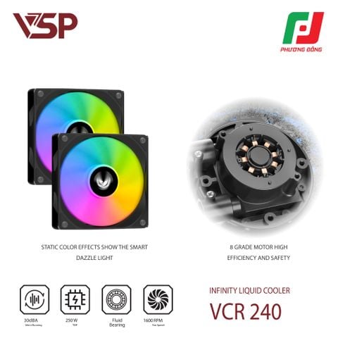  TẢN NHIỆT NƯỚC VSP INFINITY LIQUID COOLER VCR-240 ĐEN/TRẮNG 