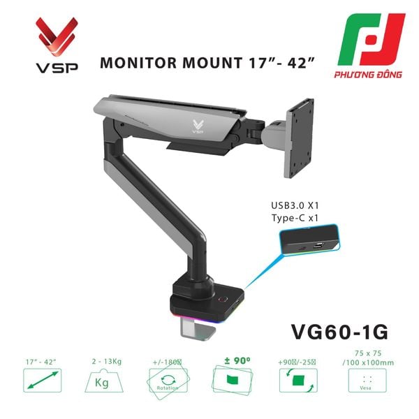  GÍA ĐỠ LCD (ARM MONITOR) VSP TẢI TRỌNG CAO VG60-1G (17