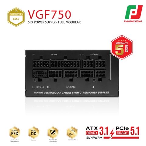  BỘ NGUỒN SFX VSP VGF750 CYBENETICS GOLD (750W - ATX3.1 - PCI-E5.1- FULLY MODULAR) 