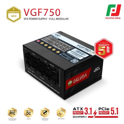  BỘ NGUỒN SFX VSP VGF750 CYBENETICS GOLD (750W - ATX3.1 - PCI-E5.1- FULLY MODULAR) 