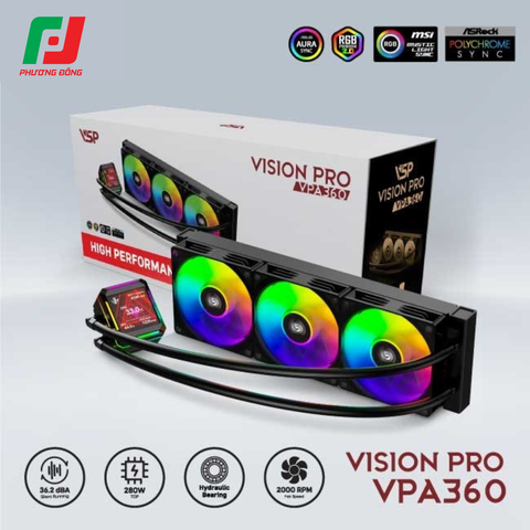  Tản Nhiệt Nước AIO CPU VSP Vision Pro VPA-360 (360mm / 280W / Socket Đa Năng / ARGB) 