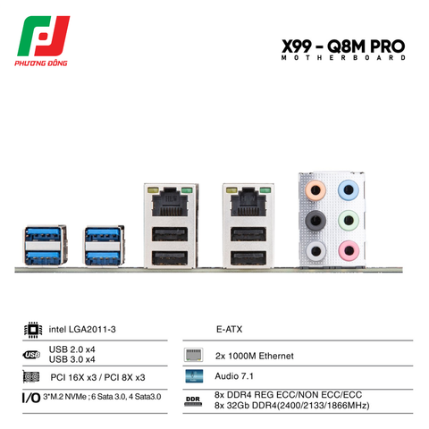  BO MẠCH CHỦ - MAINBOARD VSP X99 - Q8M PRO 