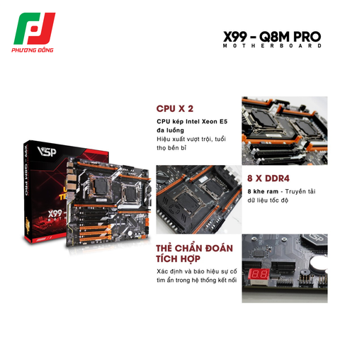  BO MẠCH CHỦ - MAINBOARD VSP X99 - Q8M PRO 