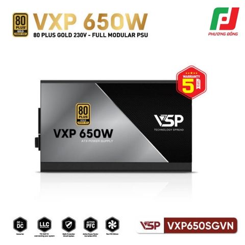  BỘ NGUỒN VSP VXP650SGVN 650W 80 PLUS GOLD 230V EU - FULL MODULAR 