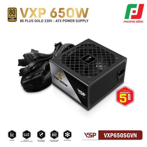  BỘ NGUỒN VSP VXP650SGVN - 80 PLUS GOLD- 650W- STRAIGHT LINE 