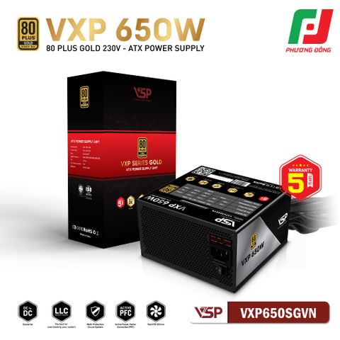  BỘ NGUỒN VSP VXP650SGVN - 80 PLUS GOLD- 650W- STRAIGHT LINE 