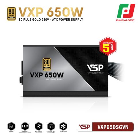  BỘ NGUỒN VSP VXP650SGVN - 80 PLUS GOLD- 650W- STRAIGHT LINE 