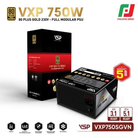  BỘ NGUỒN MÁY TÍNH VSP VXP750SGVN 750W 80 PLUS GOLD 230V EU - FULL MODULAR 