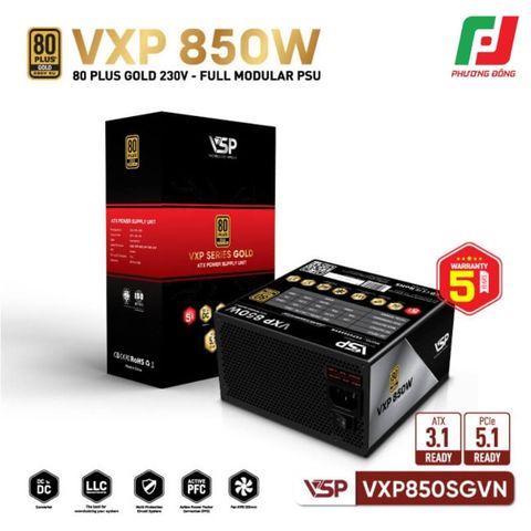  BỘ NGUỒN MÁY TÍNH VSP VXP850SGVN 850W 80 PLUS GOLD 230V EU - FULL MODULAR 