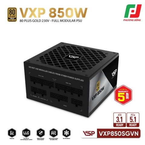  BỘ NGUỒN MÁY TÍNH VSP VXP850SGVN 850W 80 PLUS GOLD 230V EU - FULL MODULAR 