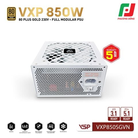  BỘ NGUỒN MÁY TÍNH VSP VXP850SGVN TRẮNG (850W|80 PLUS GOLD| FULL MODULAR| ATX 3.1) 