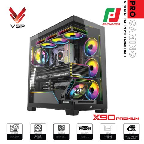  CASE VSP PRO GAMING ATX - X90 PREMIUM LED LIGHT ARGB 