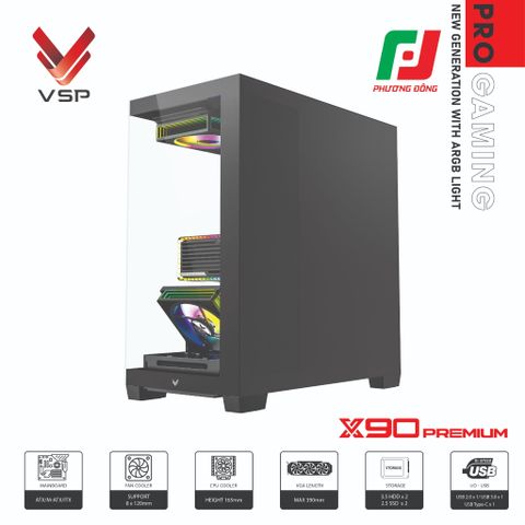  CASE VSP PRO GAMING ATX - X90 PREMIUM LED LIGHT ARGB 