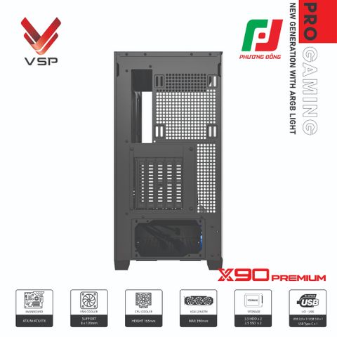  CASE VSP PRO GAMING ATX - X90 PREMIUM LED LIGHT ARGB 