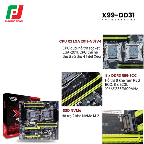  BO MẠCH CHỦ | MAINBOARD VSP X99-DD31 