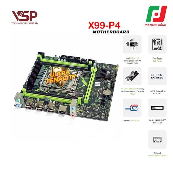 BO MẠCH CHỦ| MAINBOARD VSP X99-P4 