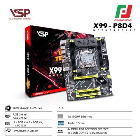  MAINBOARD VSP X99-P8D4 (INTEL LGA2011-V3/V4/ATX/128 DDR4) 