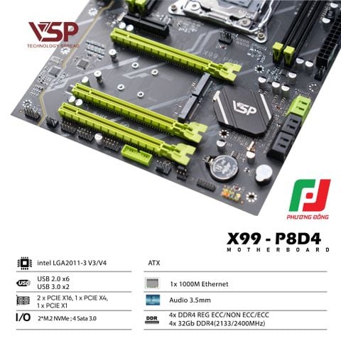  MAINBOARD VSP X99-P8D4 (INTEL LGA2011-V3/V4/ATX/128 DDR4) 