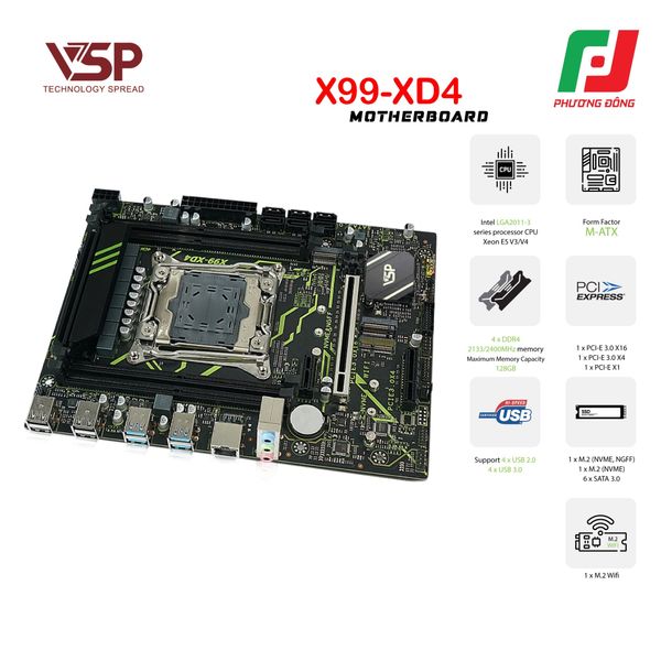  BO MẠCH CHỦ| MAINBOARD VSP X99-XD4 