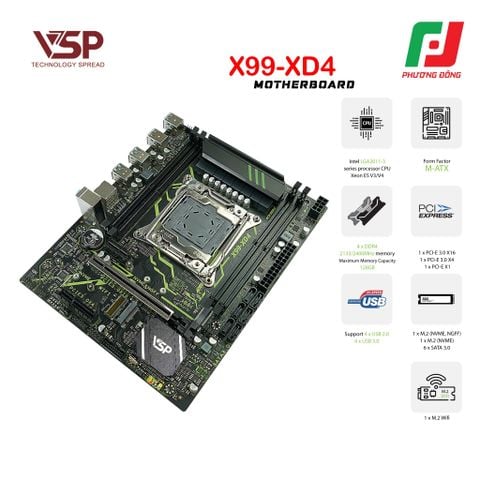  BO MẠCH CHỦ| MAINBOARD VSP X99-XD4 