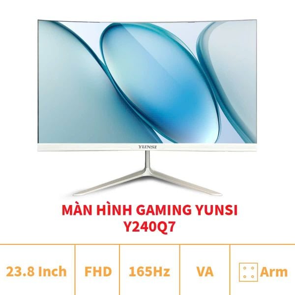  MÀN HÌNH YUNSI Y240Q7| 24INCH| ĐEN/ TRẮNG| 100HZ/165HZ| VA| CONG NHẸ 