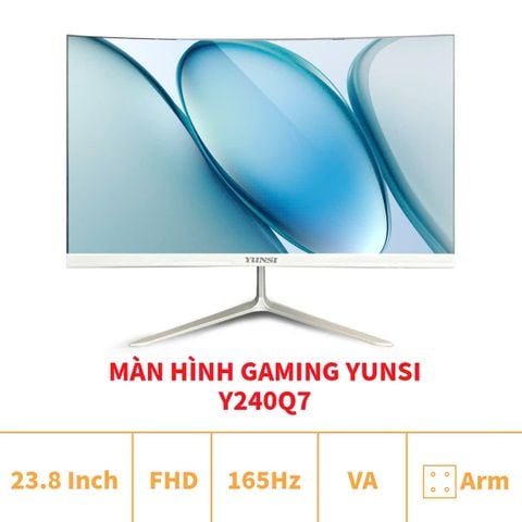  MÀN HÌNH YUNSI Y240Q7| 24INCH| ĐEN/ TRẮNG| 100HZ/165HZ| VA| CONG NHẸ 