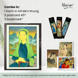  Set quà tặng by NhãLam Art Combo Tranh in phong cách Indochine, 3 postcard, 3 bookmark 
