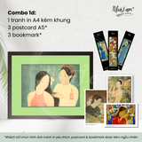  Set quà tặng by NhãLam Art Combo Tranh in phong cách Indochine, 3 postcard, 3 bookmark 