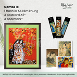  Set quà tặng by NhãLam Art Combo Tranh in phong cách Indochine, 3 postcard, 3 bookmark 