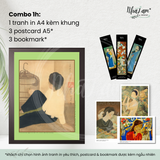  Set quà tặng by NhãLam Art Combo Tranh in phong cách Indochine, 3 postcard, 3 bookmark 