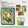  Set quà tặng by NhãLam Art Combo Tranh in phong cách Indochine, 3 postcard, 2 trà ô long xanh 