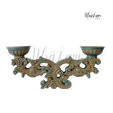  Chân nến 2 bầu hoa dây men xanh vert 