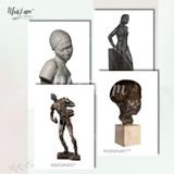 Set Postcard 4 cái by NhãLam Art Tác phẩm điêu khắc, Évariste Jonchére, Vũ Cao Đàm, thời kỳ Đông Dương 