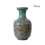  Bình hoa dây men xanh vert đá đỏ 