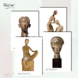  Set Postcard 4 cái by NhãLam Art Tác phẩm điêu khắc, Évariste Jonchére, Vũ Cao Đàm, thời kỳ Đông Dương 