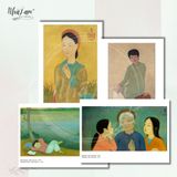  Set Postcard 4 cái by NhãLam Art Tác phẩm nổi bật, Lê Phổ, Mai Thứ, thời kỳ Đông Dương 