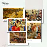  Set Postcard by NhãLam Art Tranh sơn mài, Nguyễn Gia Trí - Alix Aymé, thời kỳ Đông Dương 