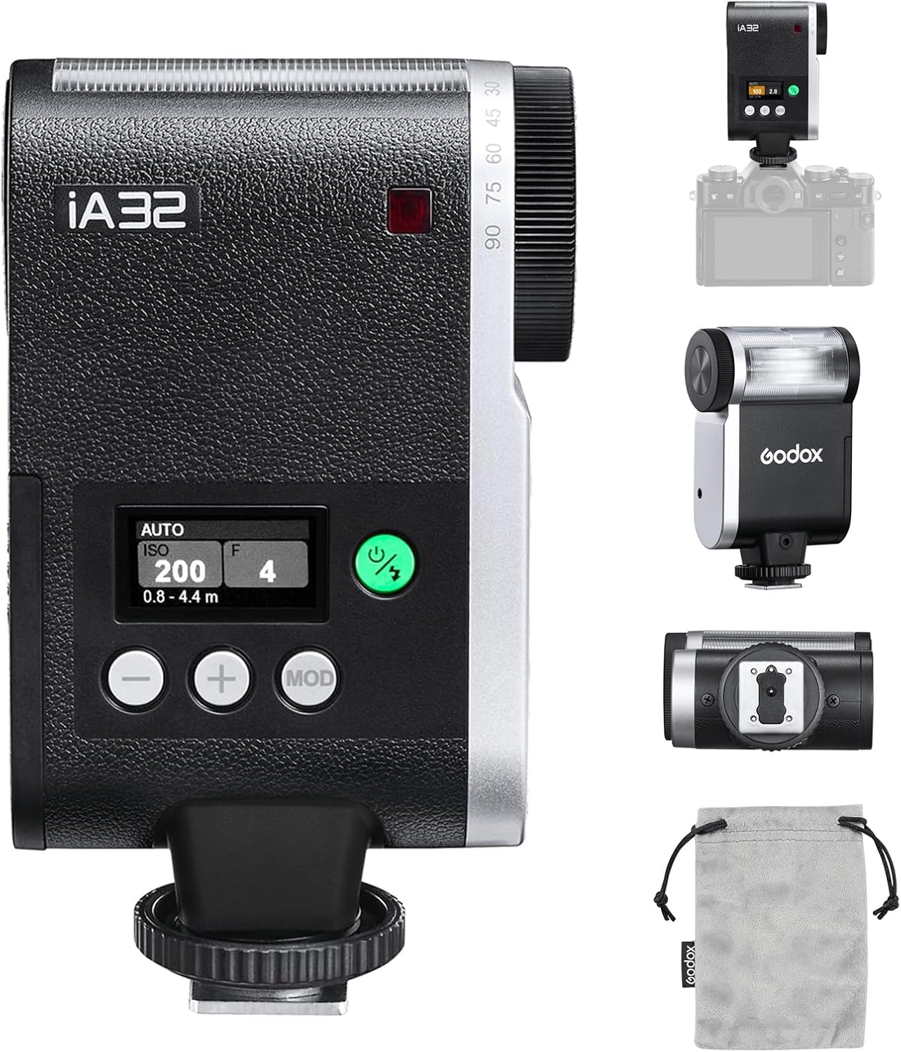 Godox iA32 - Flash para cámara GN15, cabezal de flash ajustable, 8