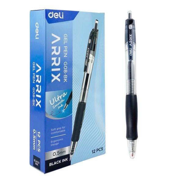  Viết gel Deli G08-BK đen 