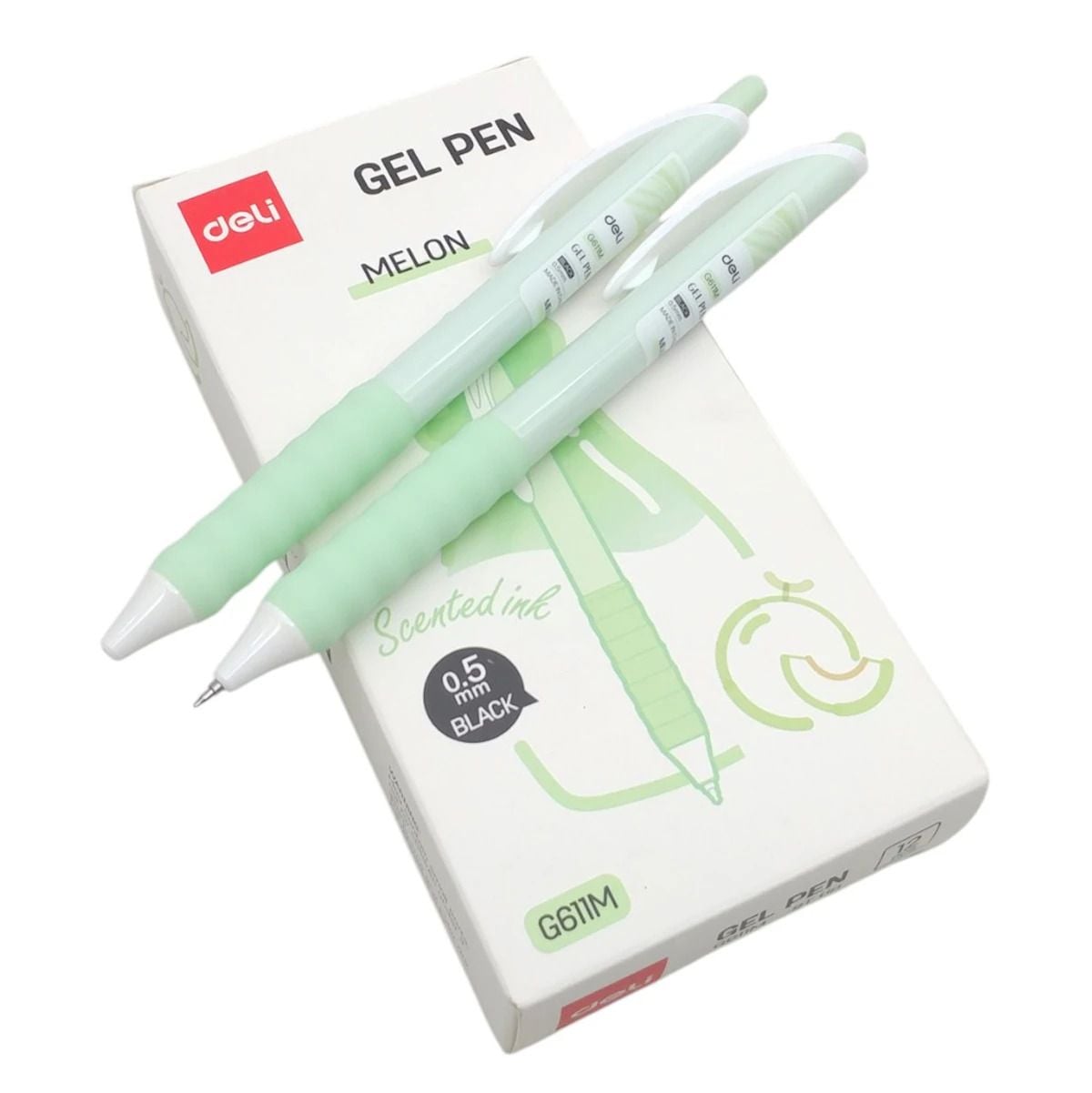  Viết Gel 0.5 Deli G611M-BL hương dưa lưới (xanh) 