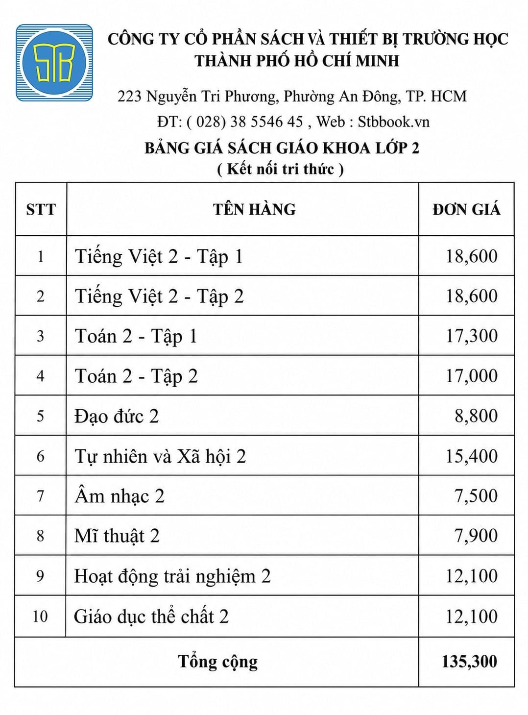  Bộ Sách Giáo Khoa Lớp 2 ( Kết Nối Tri Thức) -(10 cuốn/bộ) 