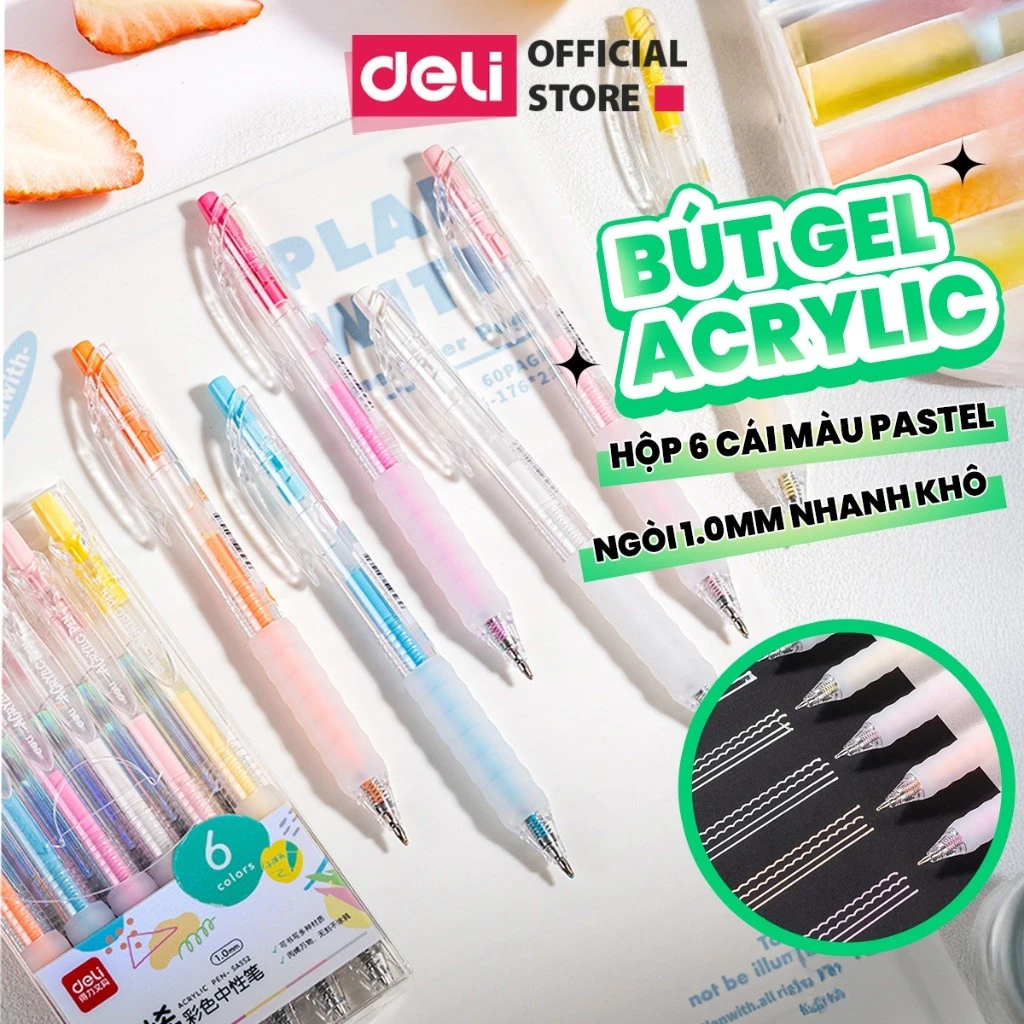  Bút gel acrylic màu pastel gói 6 cây (lố 6) 