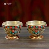  Chén Nepal Cúng Dường Phật Mật Tông [Kim Cương Hỷ Lạc] Thủ Công Cẩn Đá 