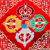  Khăn Trải Ban Thờ, Khăn Trải Bàn[Kim Cương Hỷ Lạc] Chày Kim Cương Vải Gấm Thêu Đôi Kim Tuyến 1mx1m 