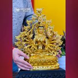  Tượng Phật Chuẩn Đề, Chuẩn Đề Phật Mẫu [Kim Cương Hỷ Lạc] Đồng Mạ Vàng - Cao 33cm 