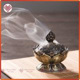  Lư Xông Trầm - Lư Đốt Hương Trầm Mật Tông [Kim Cương Hỷ Lạc] Hình Hoa Sen Cổ Điển Mẫu Mới Loại Mới 