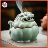  Lư Xông Trầm, Lư Đốt Trầm Hương Mật Tông [Kim Cương Hỷ Lạc] Bằng Gốm Hình Kỳ Lân Chiêu Tài Lộc 