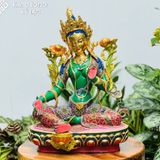  Tượng Tara Xanh Mật Tông [Kim Cương Hỷ Lạc] Đồng Vẽ Màu 