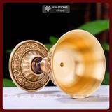  Chân Đèn, Đế Nến Bằng Đồng Cúng Ban Thờ [Kim Cương Hỷ Lạc] Biểu Tượng Bình An 8,8x7Cm 